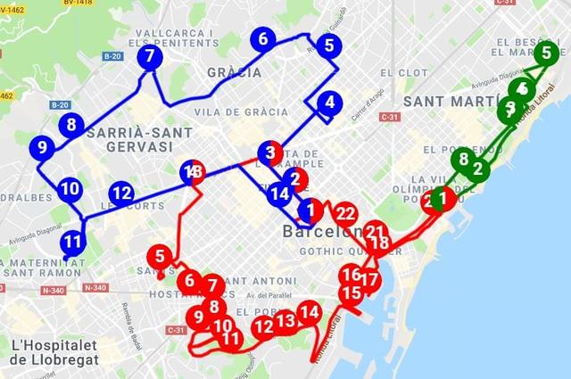 маршрут туристического автобуса в Барселоне маршрут туристического автобуса в Барселоне